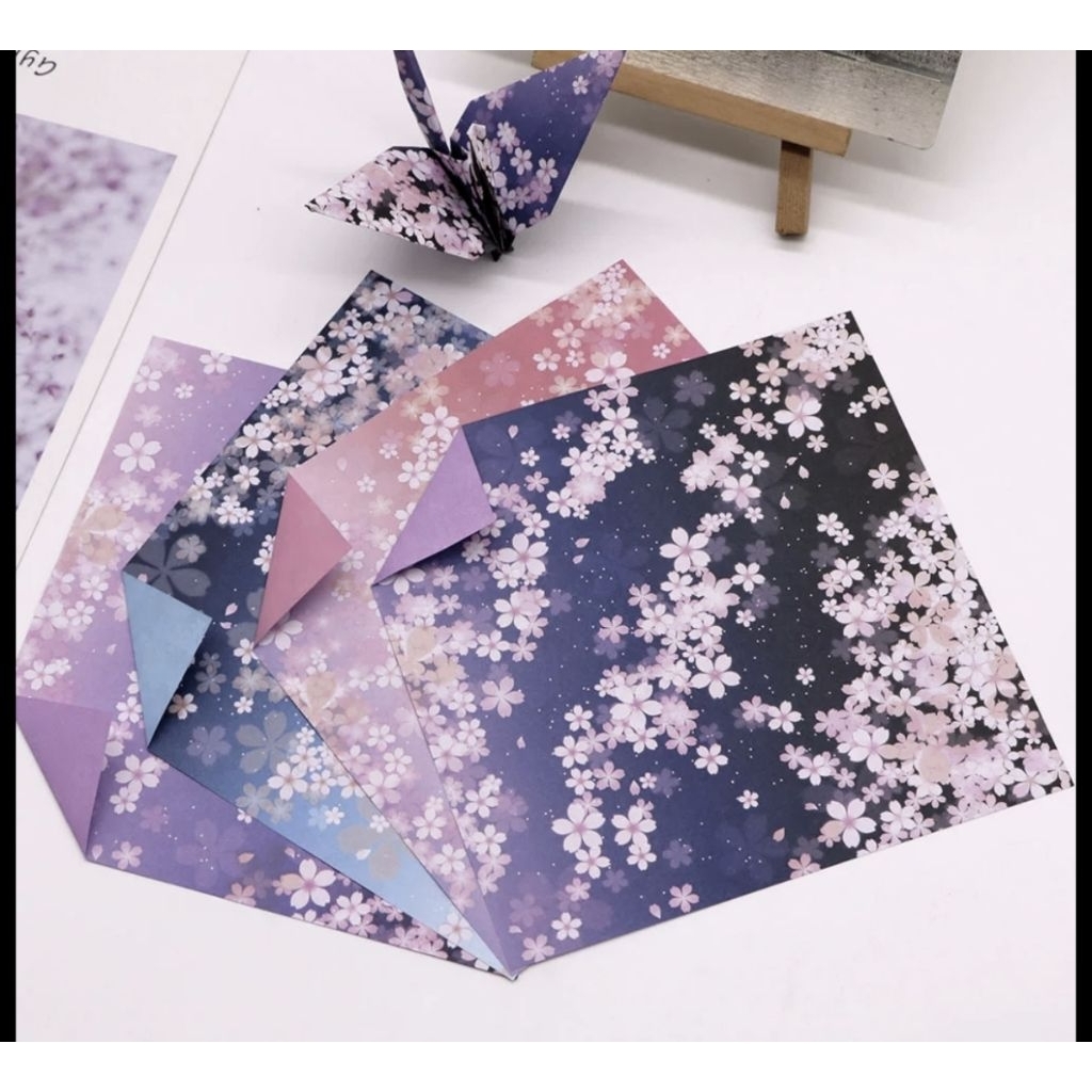 Giấy xếp hình Sakura/hạc 15x15cm từ 60 tấm/xấp giấy mỹ thuật