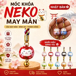 Móc Khóa điện thoại Mèo Mini dây treo ngũ sắc Nhật