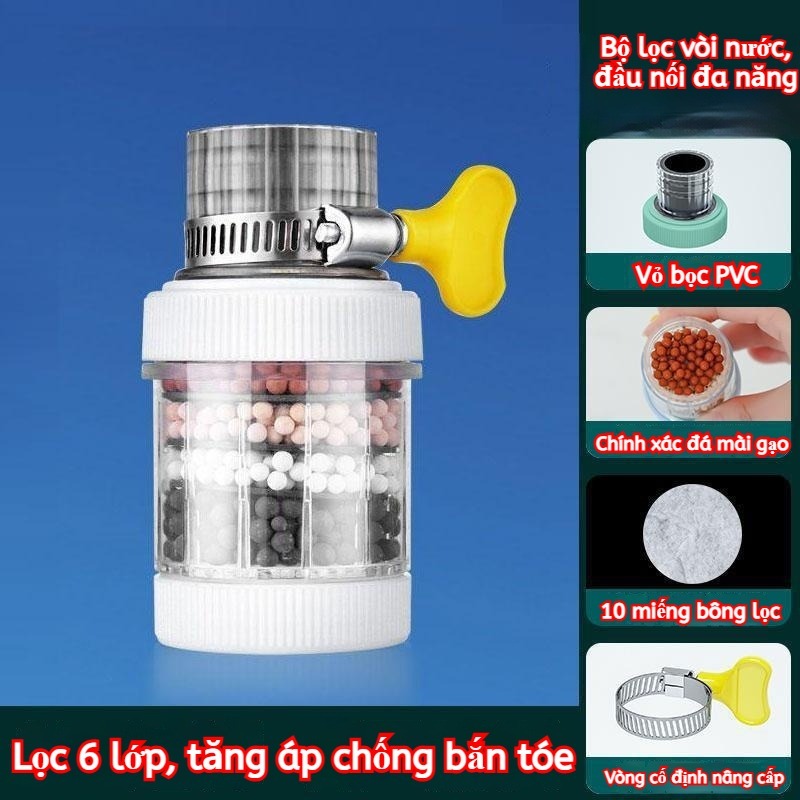 Bộ Lọc Vòi Nước Đa Năng - Lọc 6 Lớp, Xoay 360°, Chống Bắn Tóe【MUA 2 GIẢM 40%】