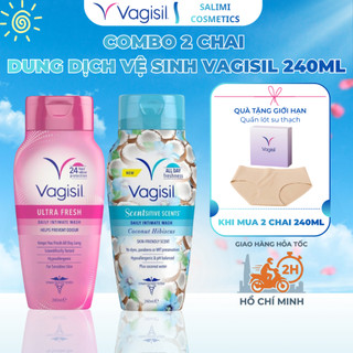 Combo 2 Chai Gel Vệ Sinh Phụ Nữ Vagisil 240ml, Dung Dịch Vệ Sinh Ngăn Mùi 24H (tặng quần lót)