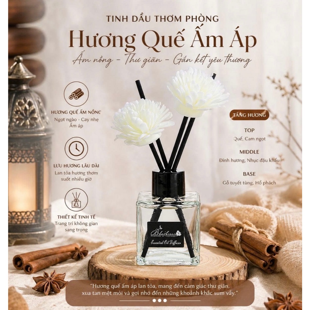 Tinh Dầu Thơm Phòng  50ml Sweet  Que Gỗ Khuếch Tán Cao Cấp Decor Khách Sạn, Phòng Ngủ, Phòng Vệ Sinh