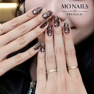 Nailbox Thiết Kế, Móng Úp, Móng Tay Giả Thạch Nâu Mắt Mèo Ánh Trăng Tiểu Thư Sang Chảnh Đơn Giản Dễ Phối Đồ P50