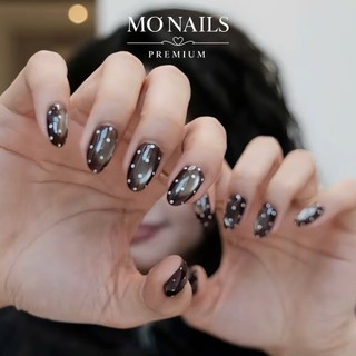 Nailbox Thiết Kế, Móng Úp, Móng Tay Giả Thạch Nâu Mắt Mèo Ánh Trăng Tiểu Thư Sang Chảnh Đơn Giản Dễ Phối Đồ P50