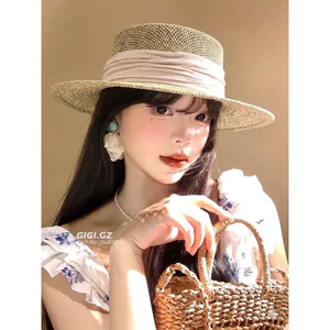 Mũ cói đai vải nhún vành nhỏ