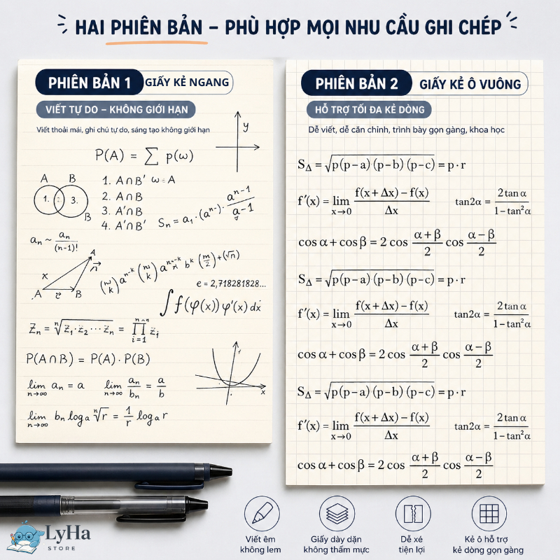 (40 Tờ) Giấy Nháp Xé B5, Sổ soạn thảo , Luyện học Từ vựng , Vẽ Sơ Đồ Tư Duy , Toán Học cho Học Sinh , Sinh Viên