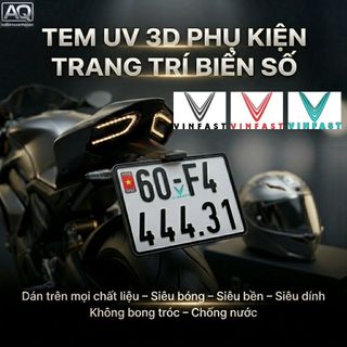 Tem UV 3D Logo VinFast Chữ V Dán Biển Số Xe Điện – Decal Nổi Siêu Bóng Chống Nước Không Bong Tróc