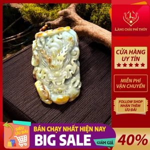 Dây chuyền khắc Rồng Hồng Hoàng Phỉ ngọc phong thủy Myanmar - (Hợp người tuổi Thìn – mệnh Thổ/Hỏa/Kim)