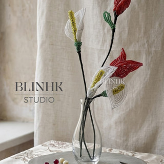 [Hoa thủ công] Hoa Calla Lily Chi Vân Môn hạt cườm – decor sang trọng quà tặng trang trí nhà