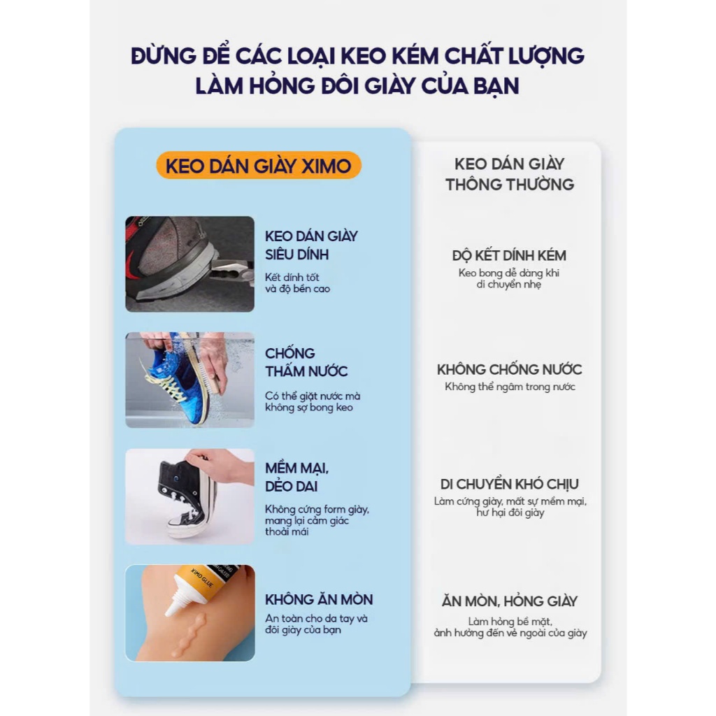 Keo Dán Giày Nhiệt Super Glue XIMO 110ml Siêu Dính Cao Cấp, Chống Nước Tốt KDG07