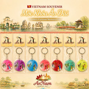 Bộ vỉ 10 móc khóa mô hình chiếc nón lá Việt Nam - Souvenir