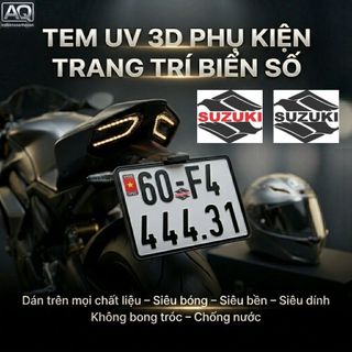 Tem Dán Biển Số Logo Suzuki UV 3D Cao Cấp – Decal Trang Trí Xe Máy Siêu Bền Dễ Dán