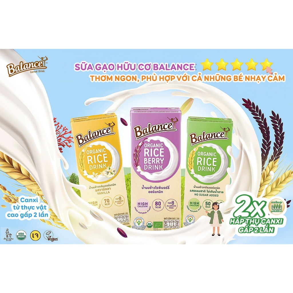 1 LỐC (3 HỘP) Sữa gạo hữu cơ 4Care Balance 180ml