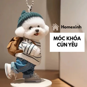 Móc treo chìa khoá nhựa Cún xinh, Cún con đáng yêu dễ thương móc khoá treo balo hotrend hoạt hình 2D