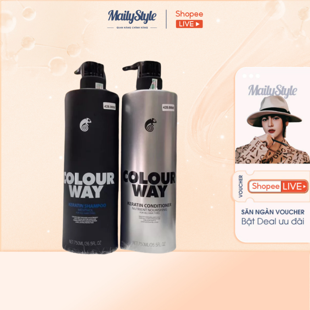 E300_ Combo (01 Cặp)  A230 Cặp dầu gội xả dinh dưỡng Colour Way siêu mềm mượt dung tích 750ml/chai + (01 Tuýp) C08 KCN L