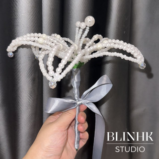 [Handmade] Hoa ly khổng lồ vĩnh cửu Ngọc Mix cườm Cao Cấp BlinhK Studio (Kèm Ruy Băng).