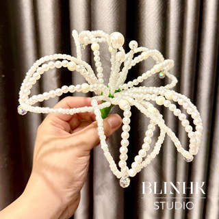 [Handmade] Hoa ly khổng lồ vĩnh cửu Ngọc Mix cườm Cao Cấp BlinhK Studio (Kèm Ruy Băng).