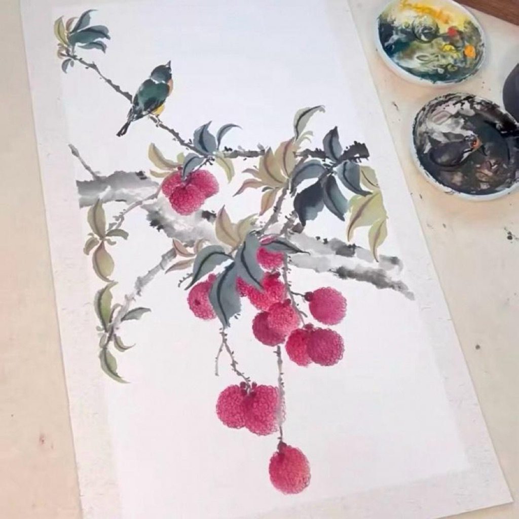 Giấy bồi đế cứng kích thước 33x66cm viết thư pháp và vẽ tranh thủy mặc, một tập 10 tờ