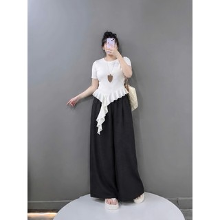 Set Đồ Bigsize Nữ Áo Bèo Tay Ngắn Cổ Tròn Trẻ Trung Và Quần Suông Vải Mát Mềm Mịn Lưng Chun Co Giãn 55-93kg- A286+Q564