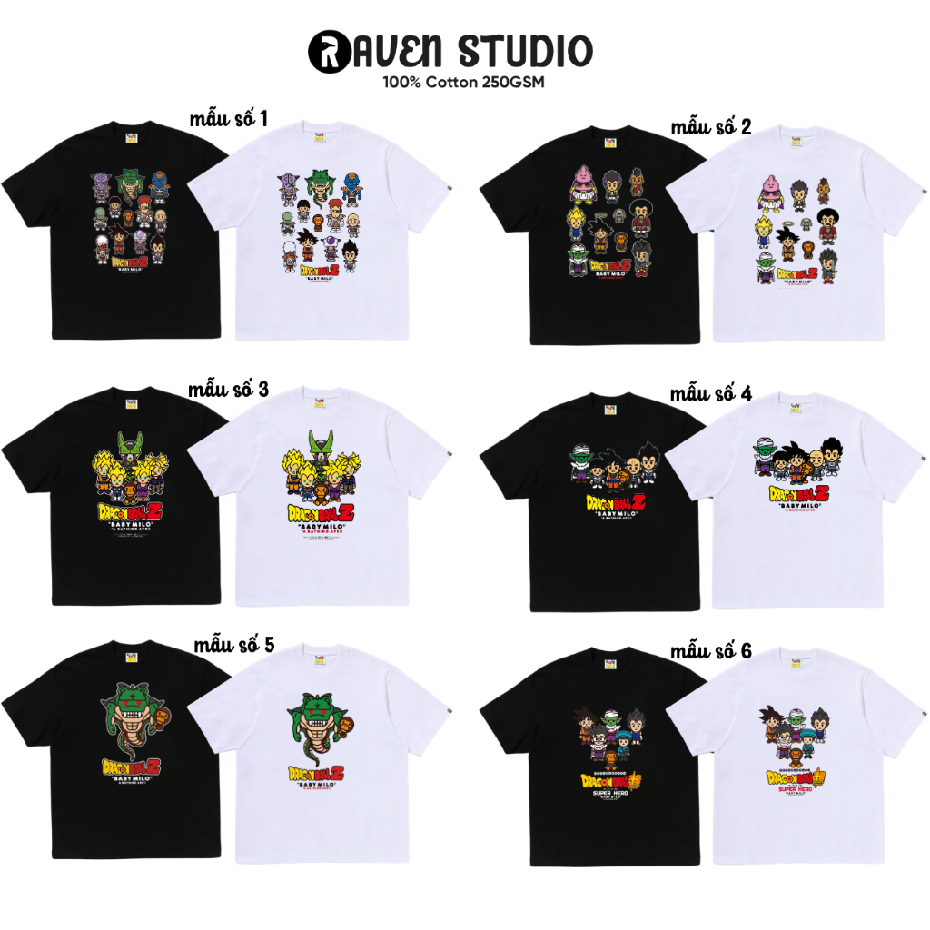 [Full Tag] Áo Thun Bape Dragon Ball Z & Baby Milo - 100% Cotton 250GSM Cao Cấp