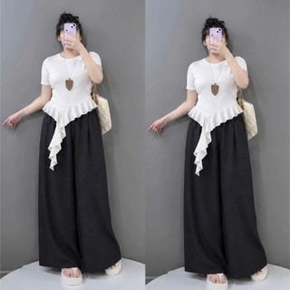 Set Đồ Bigsize Nữ Áo Bèo Tay Ngắn Cổ Tròn Trẻ Trung Và Quần Suông Vải Mát Mềm Mịn Lưng Chun Co Giãn 55-93kg- A286+Q564