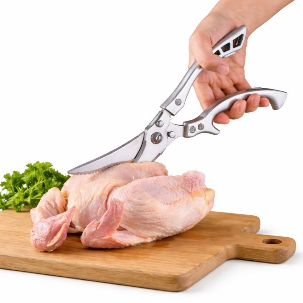 Kéo Cắt Thực Phẩm Đa Năng ALO HOME Kéo Cắt Gà Inox Lò Xo Trợ Lực Dụng Cụ Nhà Bếp