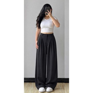 Quần bigsize nữ ống suông lưng cao đứng form tôn dáng che khuyết điểm thoáng mát kiểu dáng basic dễ phối - Q552