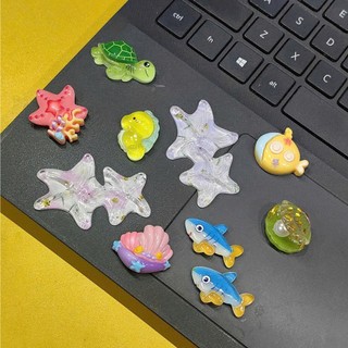Set charm đại dương mùa hè dễ thương sao biển lấp lánh thuyền buồm cây dừa vỏ sò trang trí gắn dép phụ kiện resin mini