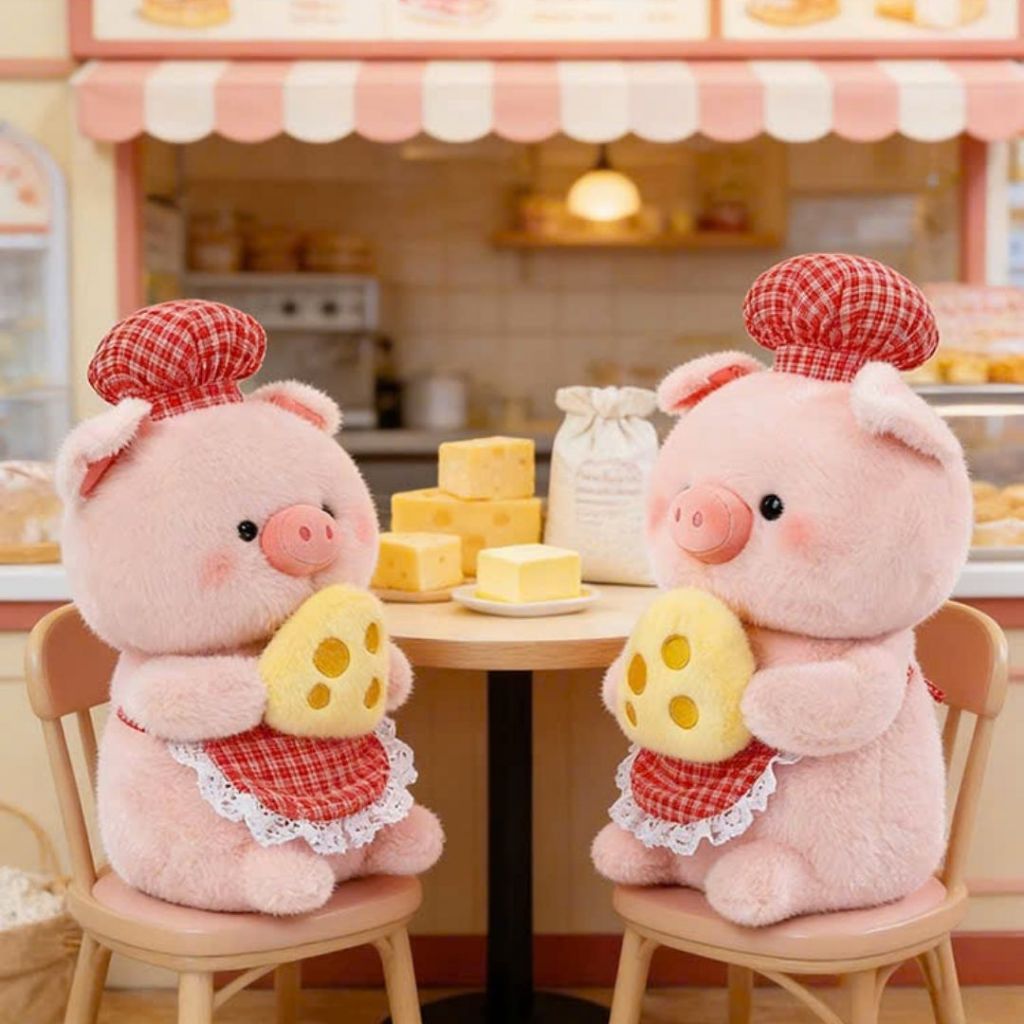Gấu Bông Heo Đầu Bếp Phô Mai Đáng Yêu, Thú Nhồi Bông Heo.Lợn Hồng Style Đầu Bếp Làm Quà Tặng Cho Bé,Bạn Gái