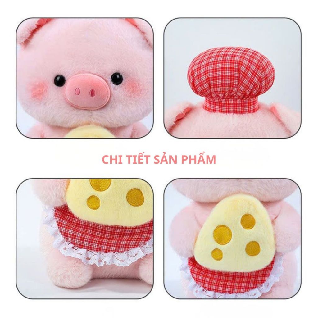 Gấu Bông Heo Đầu Bếp Ôm Phô Mai Dễ Thương, Heo Lợn Hồng Nhồi Bông Lông Tơ Mềm Mại Quà Tặng Đáng Yêu Cho Bé