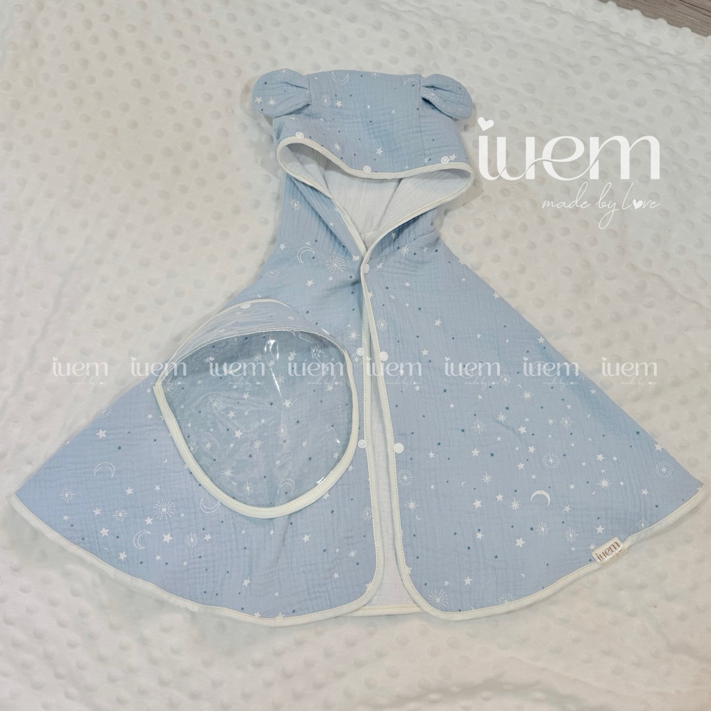 iuem Áo choàng xô muslin 4 lớp (tặng thêm kính chắn giọt bắn), kết hợp là ủ cho bé từ sơ sinh,