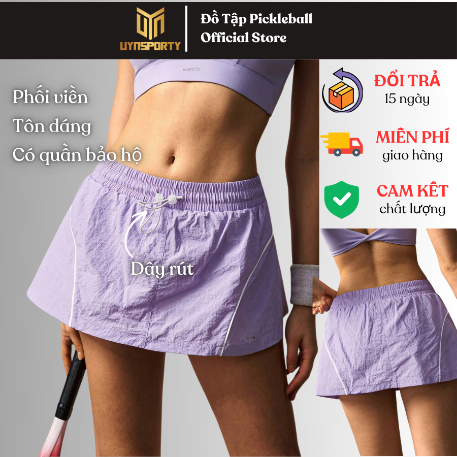 Chân Váy Pickleball Nữ UYNSPORTY Phối Màu, Co Giãn, Bộ Đồ Pickleball, Set Pickleball Nữ Váy Thể Thao