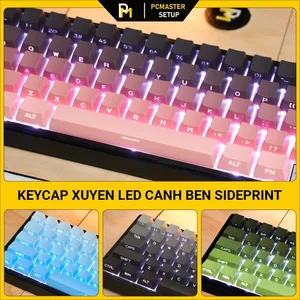 Keycap xuyên led sideprint Black Pink gradient nhựa pbt doubleshot dùng cho mạch xuôi