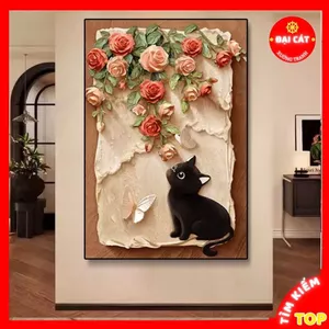 Tranh Treo Phòng Khách Hoa Lá Nghệ Thuật Treo Tường Luxury 3D Floral Cao Cấp Hiện Đại - Decor Phòng Ngủ Sang Trọng