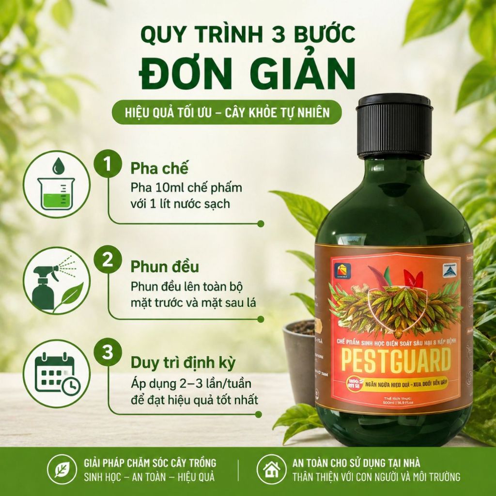 Phòng Rệp Sáp Bọ Trĩ Nhện Đỏ & Ngừa Nấm | 100% Hữu Cơ Chiết Xuất Gừng Tỏi Ớt | Rau, Phong Lan, Hoa Hồng | SUNLEAF