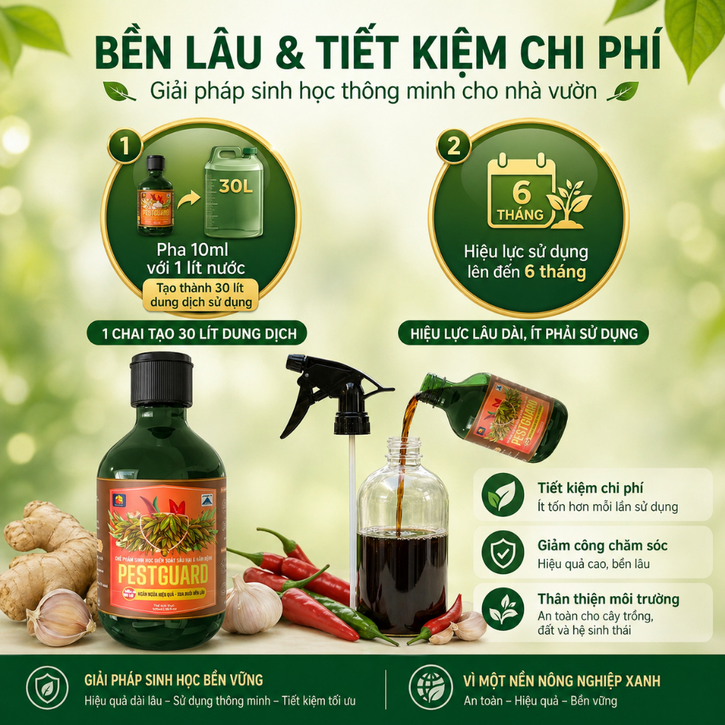 Phòng Rệp Sáp Bọ Trĩ Nhện Đỏ & Ngừa Nấm | 100% Hữu Cơ Chiết Xuất Gừng Tỏi Ớt | Rau, Phong Lan, Hoa Hồng | SUNLEAF