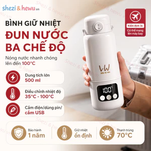 SHEZI & HEWU thế hệ mới 2025 — ấm đun nước điện đầu tiên có thể đun nóng đến 100°C ở cả hai chế độ.