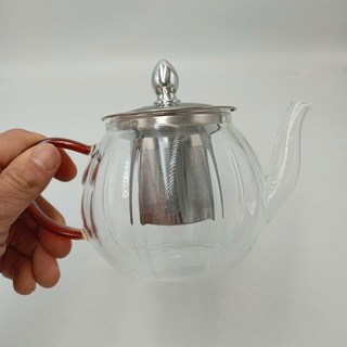 Ấm pha trà thủy tinh borosilicate Quai tím Dung Tích 460 ml chịu nhiệt có lõi lọc trà inox 304  sang trọng
