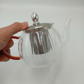 Ấm pha trà thủy tinh borosilicate Quai tím Dung Tích 460 ml chịu nhiệt có lõi lọc trà inox 304  sang trọng