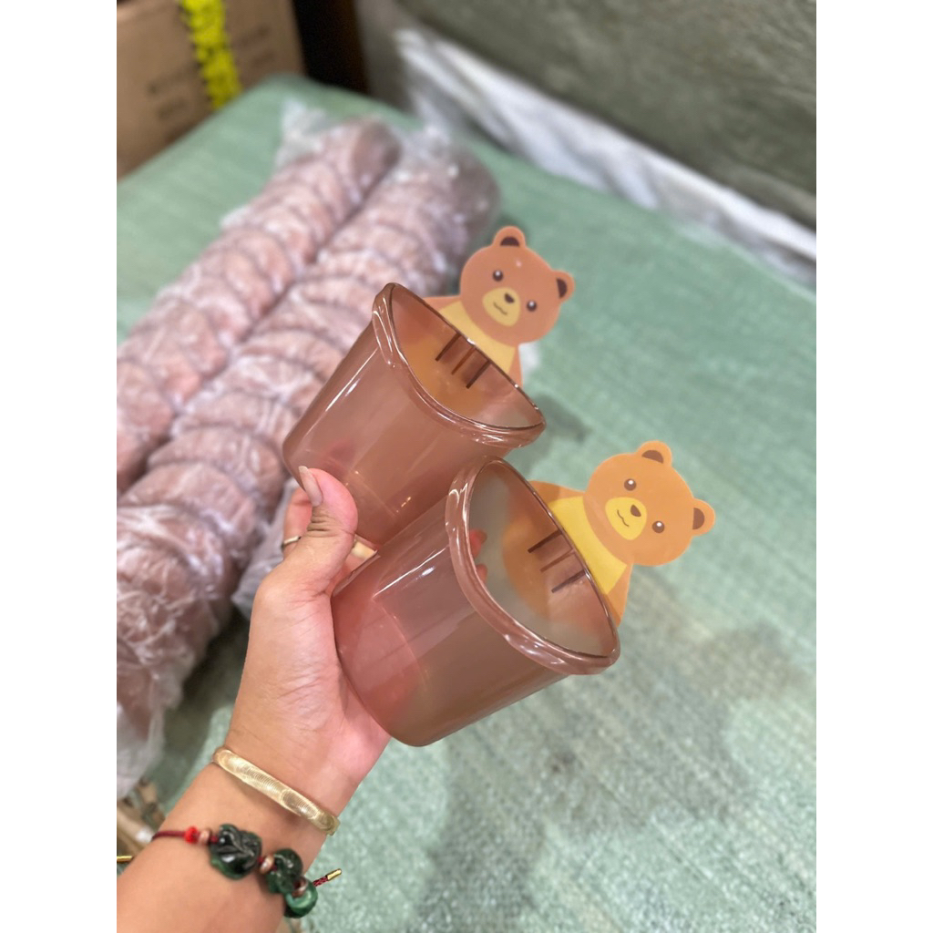 SET 2 CỐC GẤU ĐỰNG BÀN CHẢI DÁN TƯỜNG