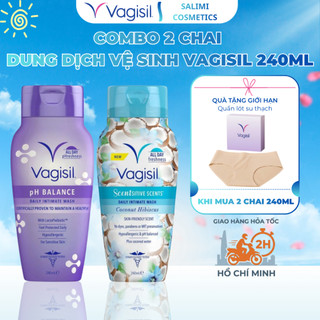 Combo 2 Chai Gel Vệ Sinh Phụ Nữ Vagisil 240ml, Dung Dịch Vệ Sinh Căn Bằng pH (tặng quần lót)