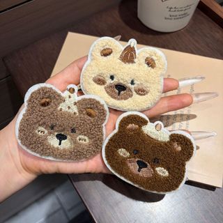 MEOWU Miếng Dán Tóc Mái Gấu Thêu Lông Xù Siêu Đáng Yêu