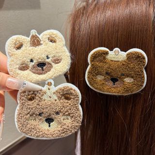MEOWU Miếng Dán Tóc Mái Gấu Thêu Lông Xù Siêu Đáng Yêu