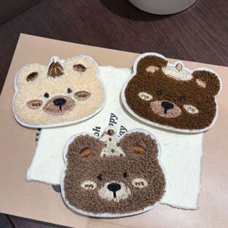 MEOWU Miếng Dán Tóc Mái Gấu Thêu Lông Xù Siêu Đáng Yêu