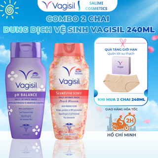 Combo 2 Chai Gel Vệ Sinh Phụ Nữ Vagisil 240ml, Căn Bằng pH Hương Nước Hoa (tặng quần lót)