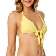 Bộ bơi 2 mảnh nữ, bikini đi biển dáng tam giác màu vàng nổi bật, áo sẵn đệm ngực hàng VNXK