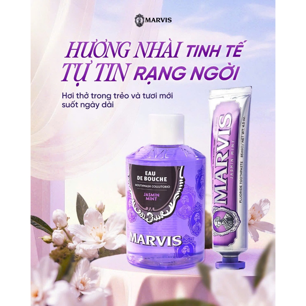 Combo Chăm Sóc Răng Marvis - Kem Đánh Răng & Nước Súc Miệng 400 ml – Bảo Vệ Men Răng, Ngừa Hôi Miệng | Chính Hãng