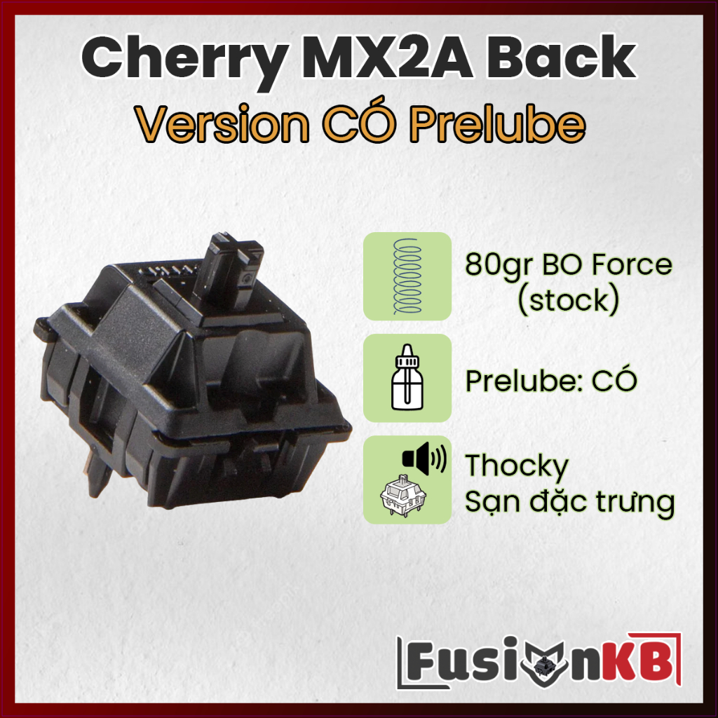 Cherry MX2A Black prelube | Cherry HB | Cherry MX2A Black| Công tắc bàn phím cơ | FusionKB