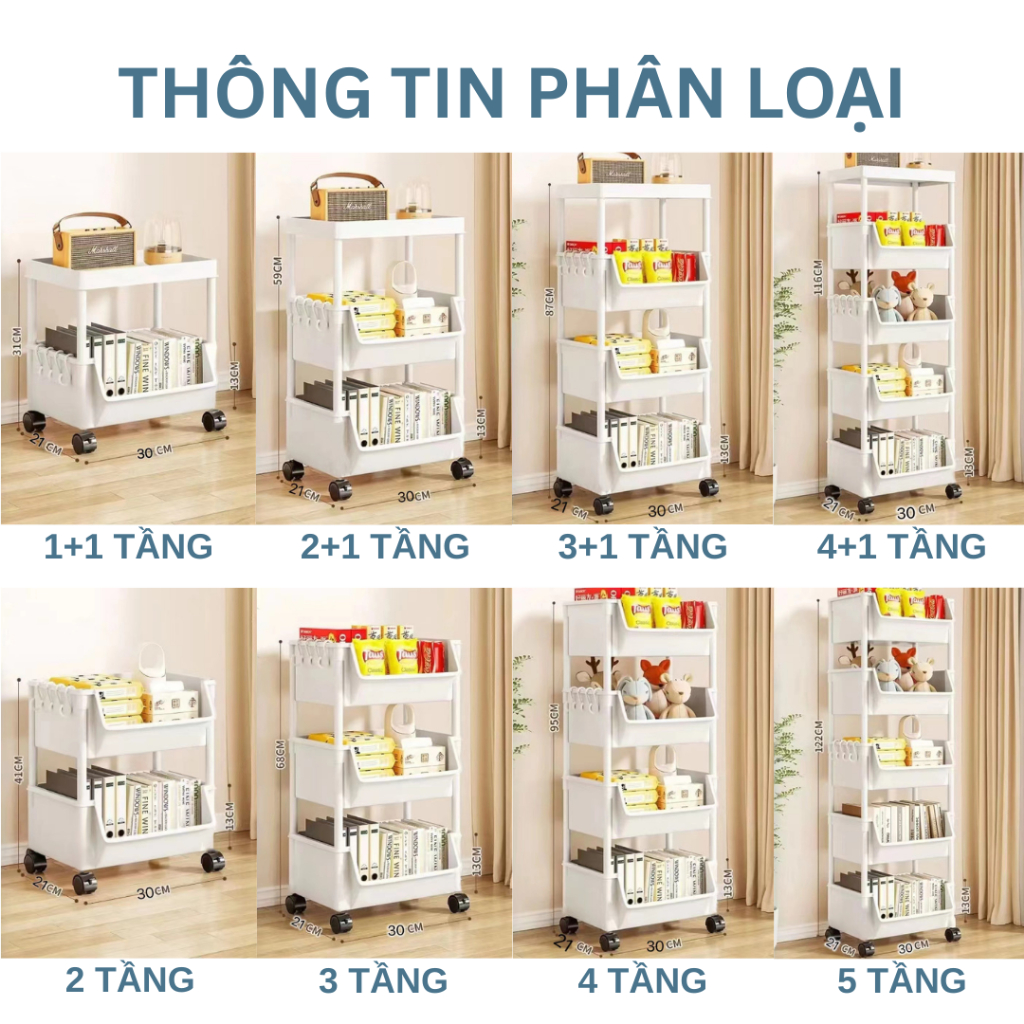 Kệ xe đẩy 2 3 4 5 tầng nhựa spa để sách vở, chai lọ, dụng cụ vệ sinh đa dụng tiện lợi Easy Stuff