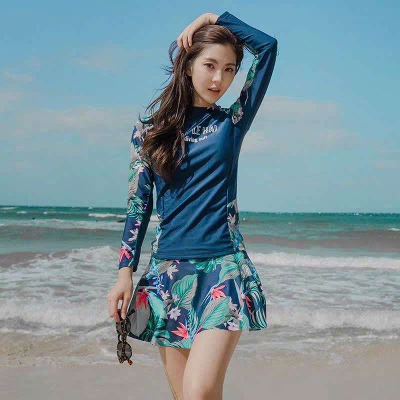 Đồ bơi 2 mảnh, Bộ bơi nữ cao cấp nhiều họa tiết, năng động kín đáo váy bên trong có quần 35-65kg