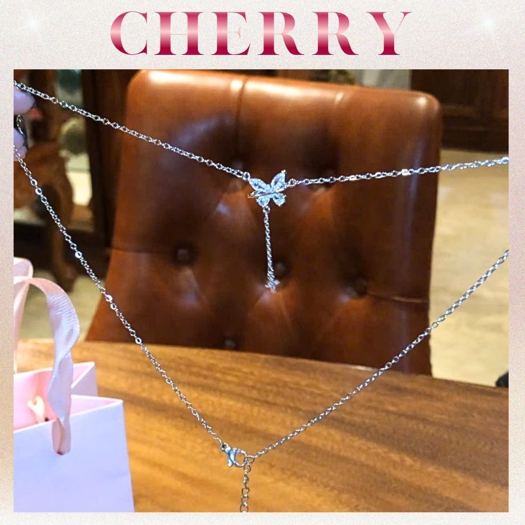 [KHÔNG ĐEN GỈ] Dây chuyền nữ Titan đính đá  Butterfly sợi mảnh phụ kiện trang sức thời trang CHERRY